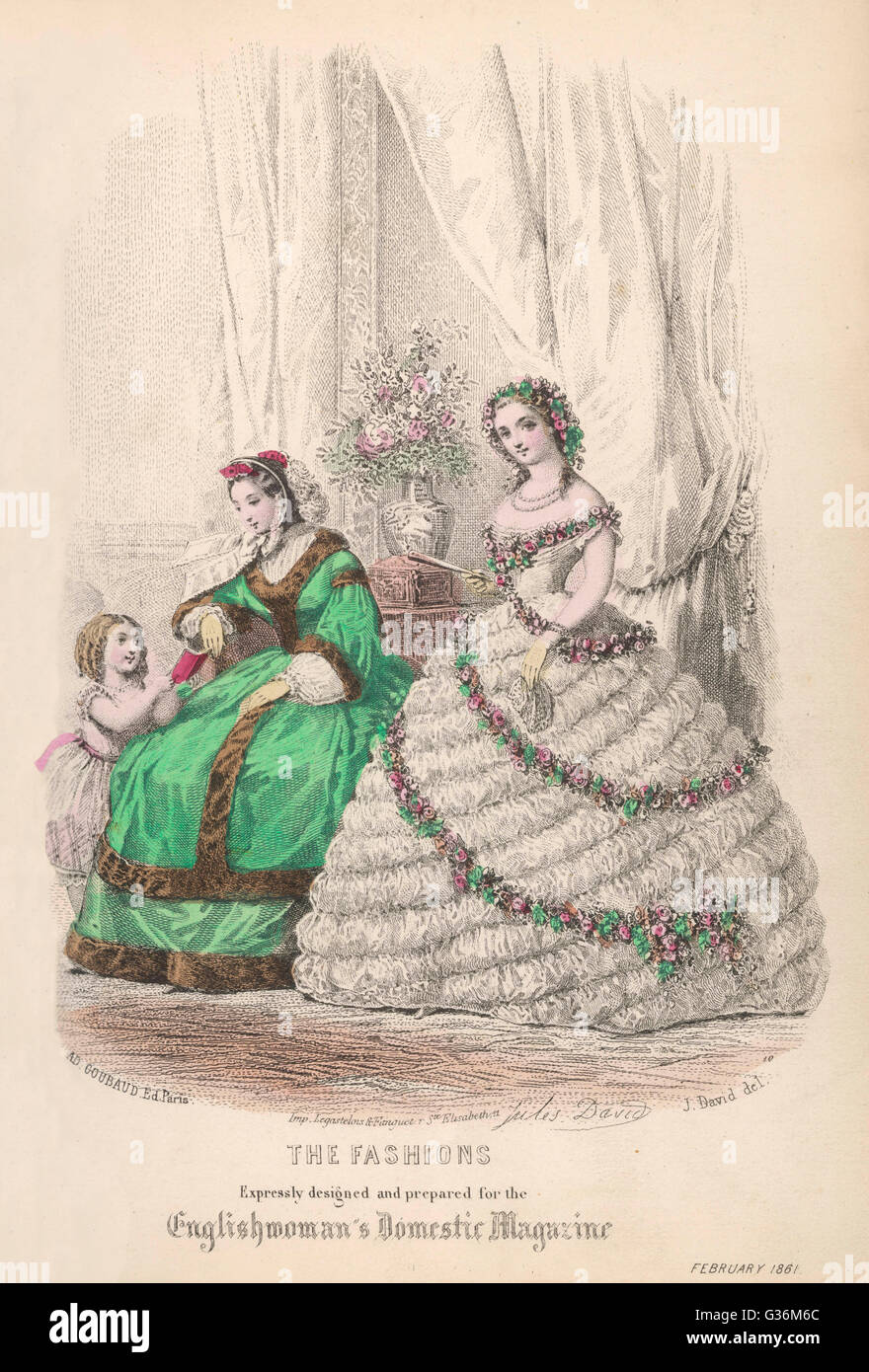 Viktorianische Mode 1861 Stockfoto