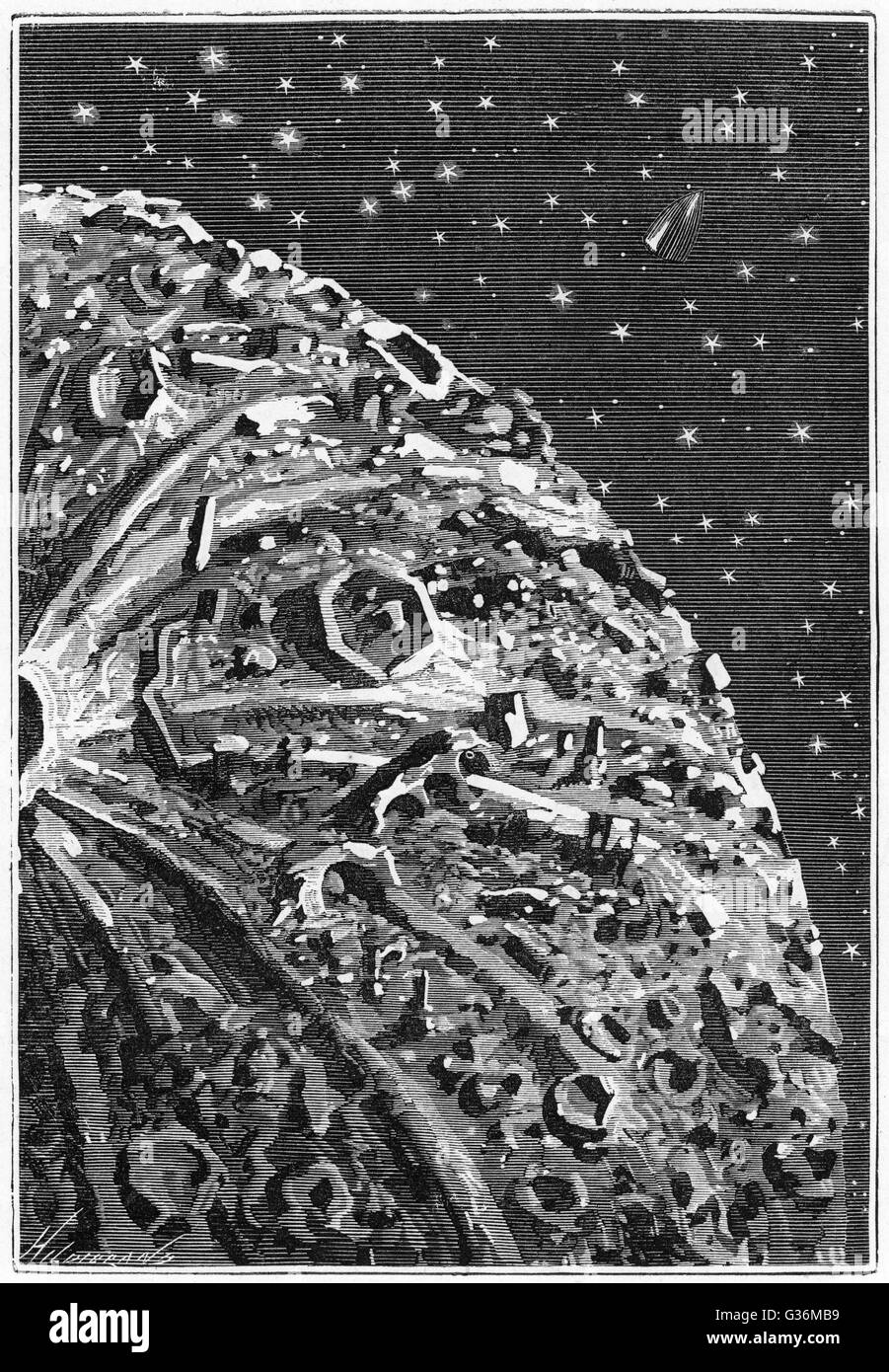 Illustration von Around the Moon von Jules Verne Stockfoto