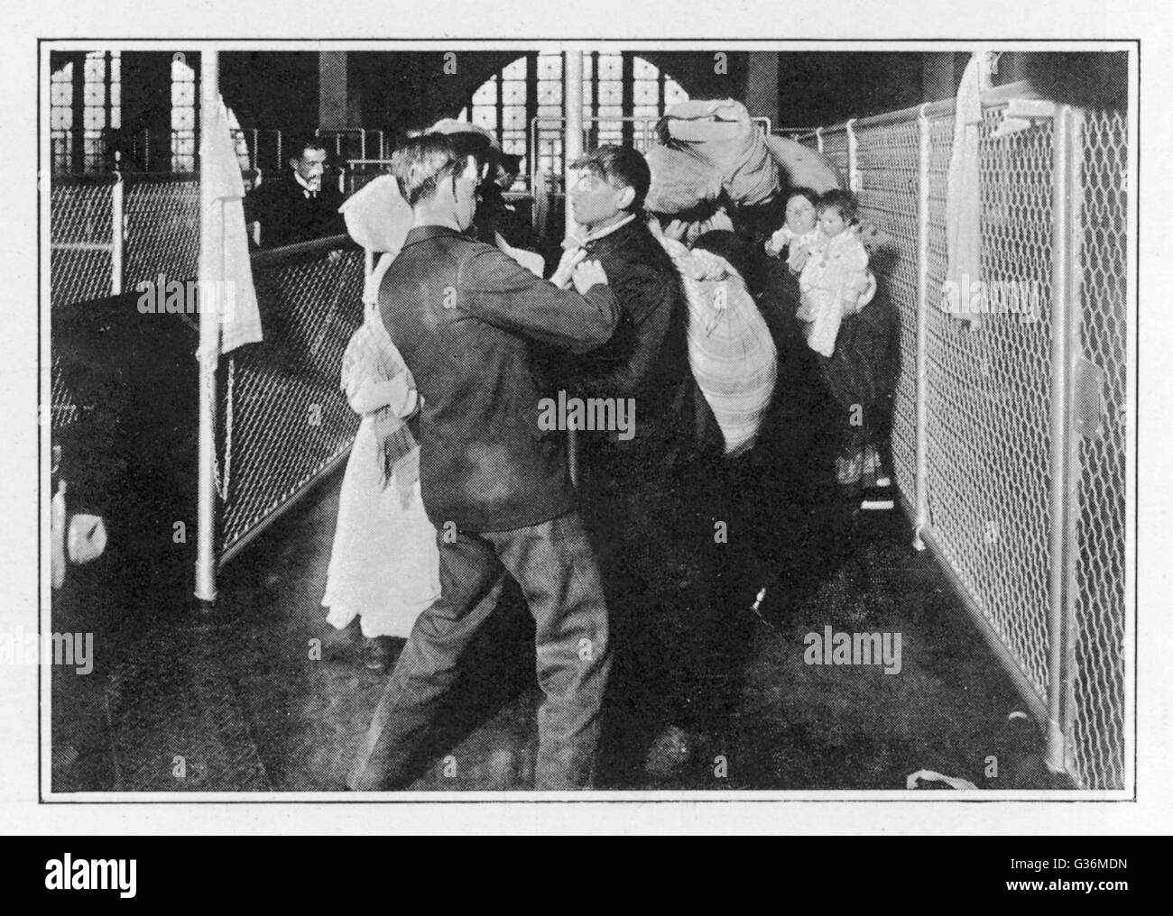 Ein abgelehnter Einwanderer auf Ellis Island Stockfoto
