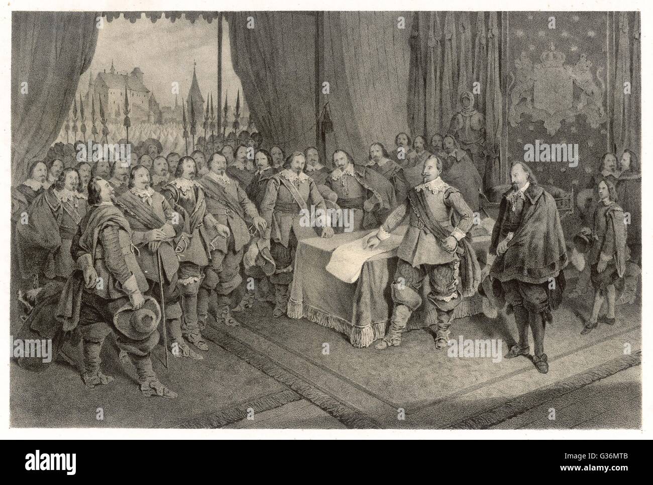 Gustav II. Adolf schließt sich während des Dreißigjährigen Krieges zusammen Stockfoto