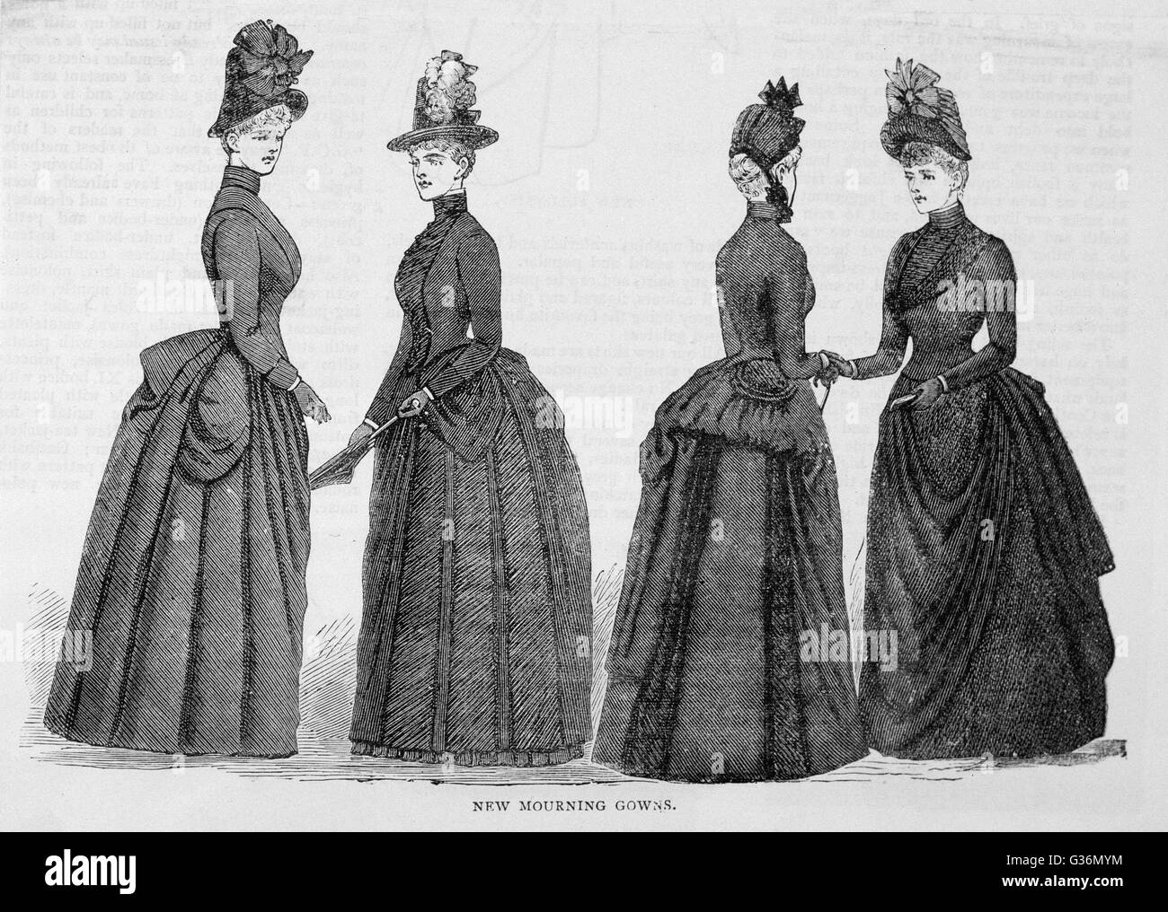 Frauen in viktorianischer Trauermode Stockfoto
