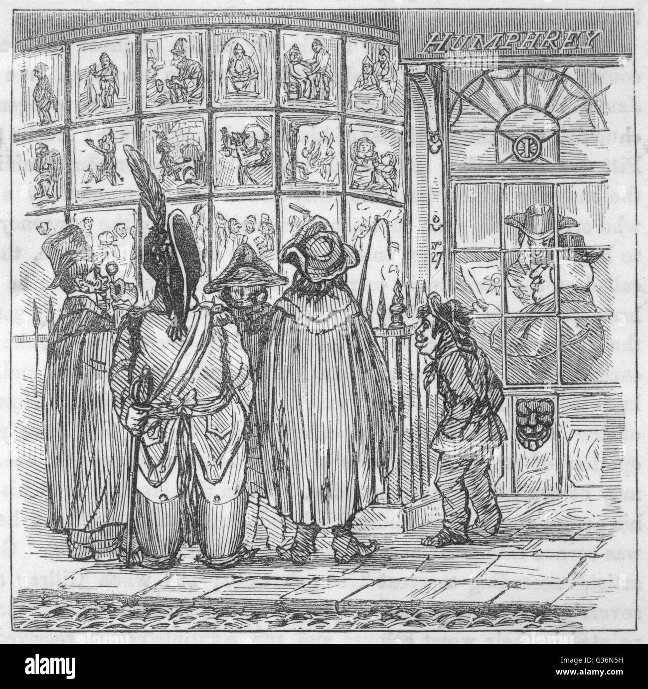 Frau Humphrey Druckerei in St. James Street, London, dem Gillrays neuesten Drucke angezeigt wurden.       Datum: ca. 1805 Stockfoto