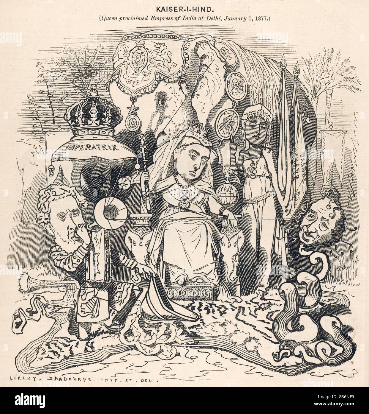 Karikatur, Kaiser-i-Hind (Königin Victoria, Kaiserin von Indien) Stockfoto