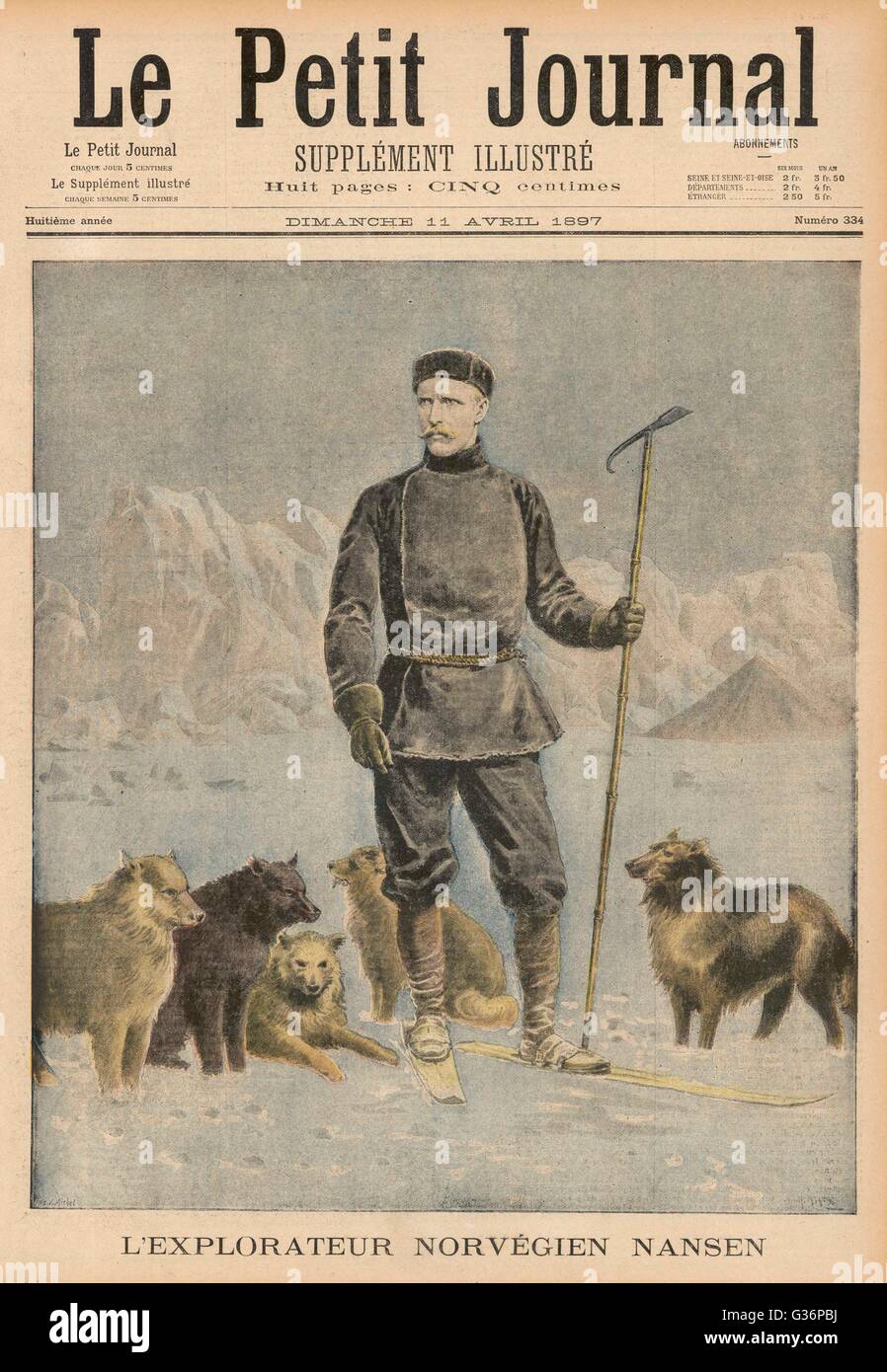 Fridtjof Nansen (1861-1930), norwegischen Forscher, Wissenschaftler, Diplomat und humanitäre Hilfe.  Mit Hunden in arktischen Atmosphäre hier zu sehen.     Datum: ca. 1890 s Stockfoto