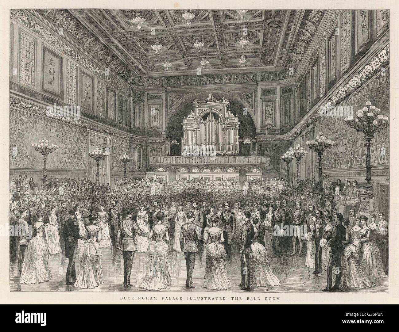 Gesellschaftliche Veranstaltung im Ballsaal, Buckingham Palace, London Stockfoto