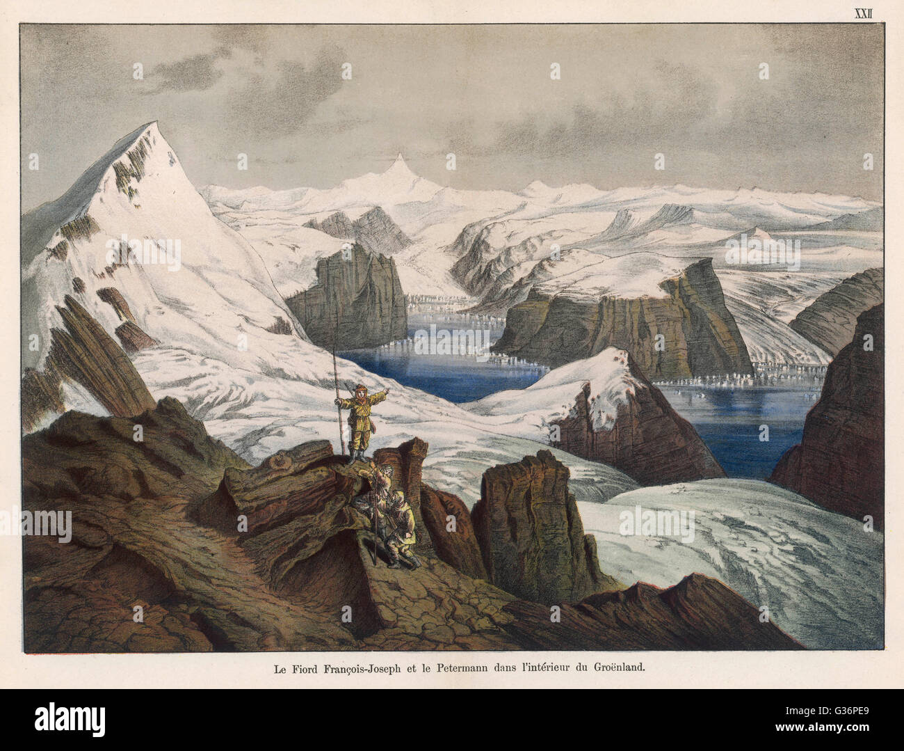 Franz Josef Fjord und Peterman Mountain, Grönland Stockfoto