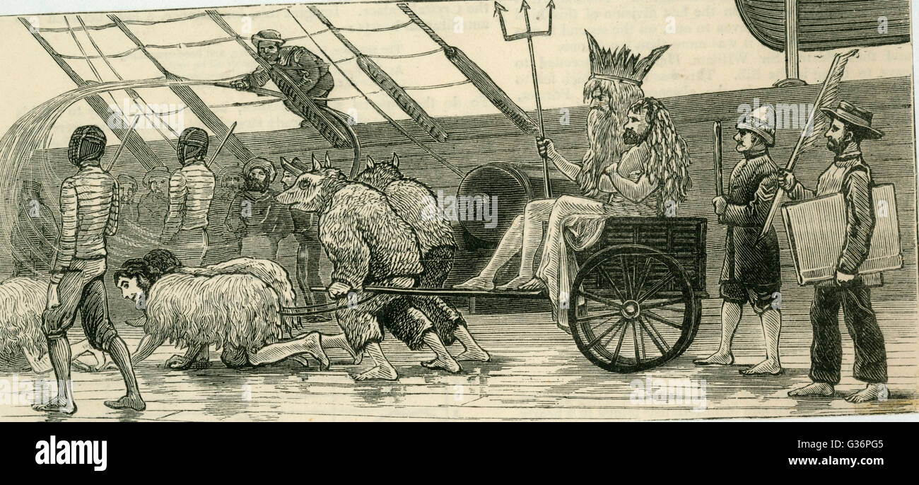 Szene auf einem Schiff der Royal Navy. Es ist der Brauch an Bord eines