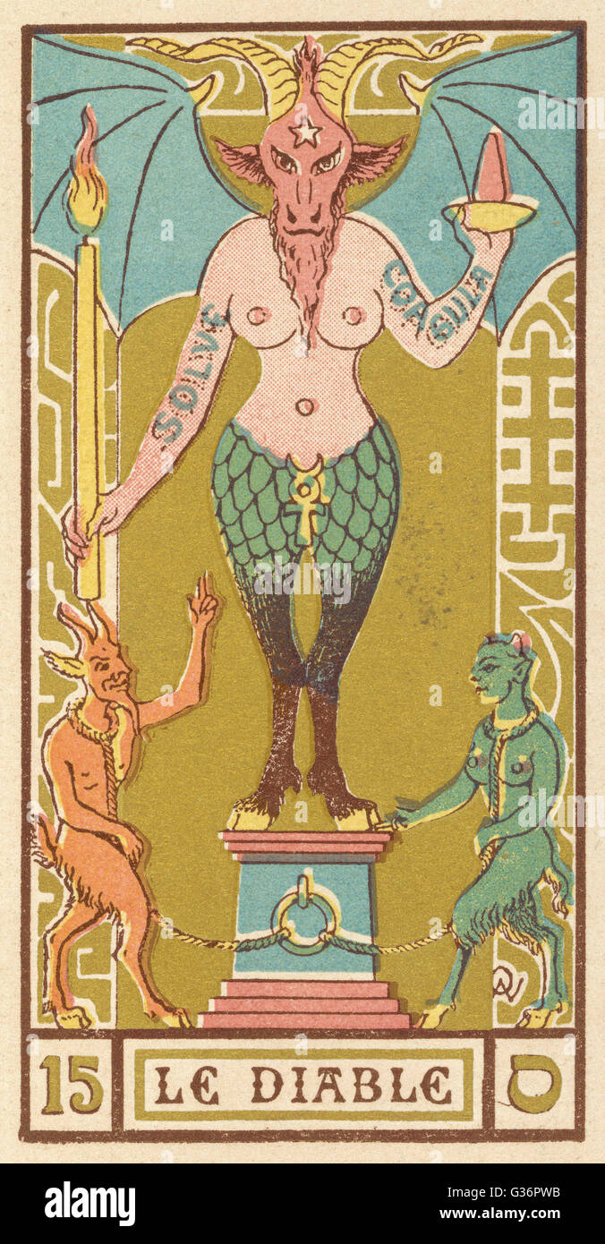 Der Teufel auf einer Tarotkarte Stockfoto