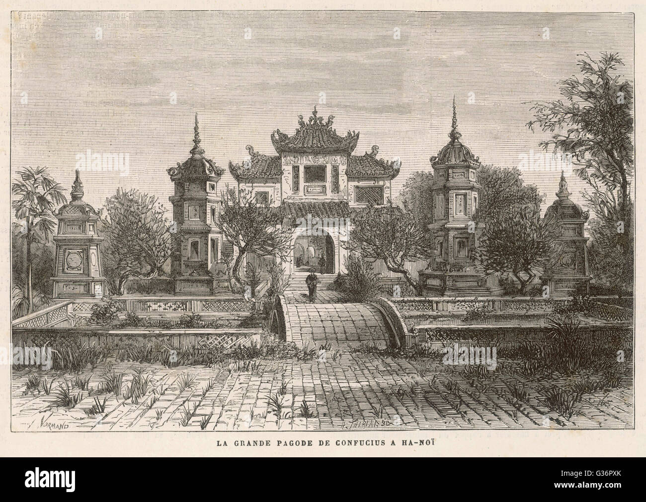 Der Tempel des Konfuzius in Hanoi, Vietnam.        Datum: 1880 Stockfoto