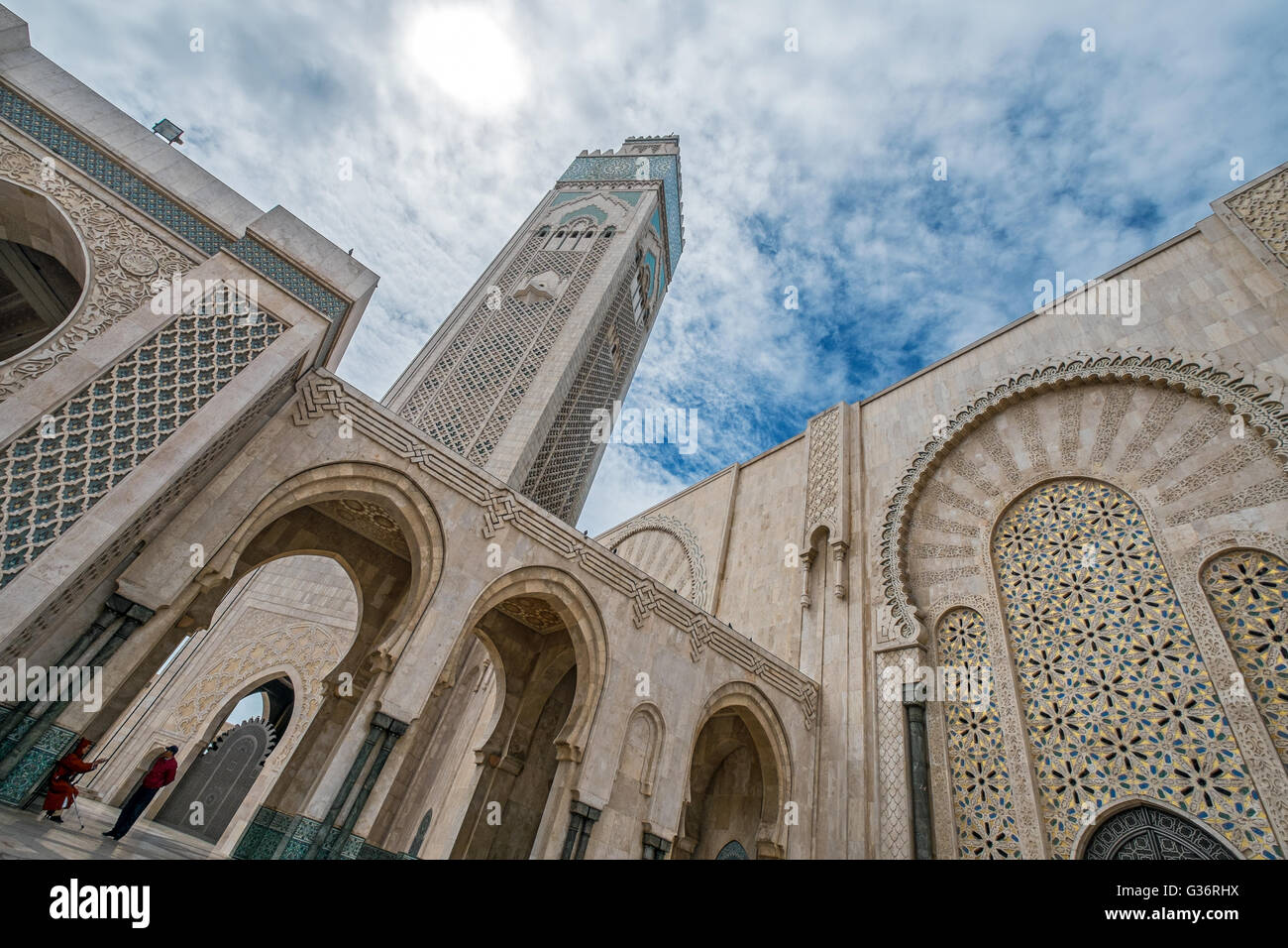 Hassan II Moschee oder Grande Mosquée Hassan II in Casablanca ist Marokkos größte Moschee. Es wurde im Jahre 1993 abgeschlossen. Stockfoto