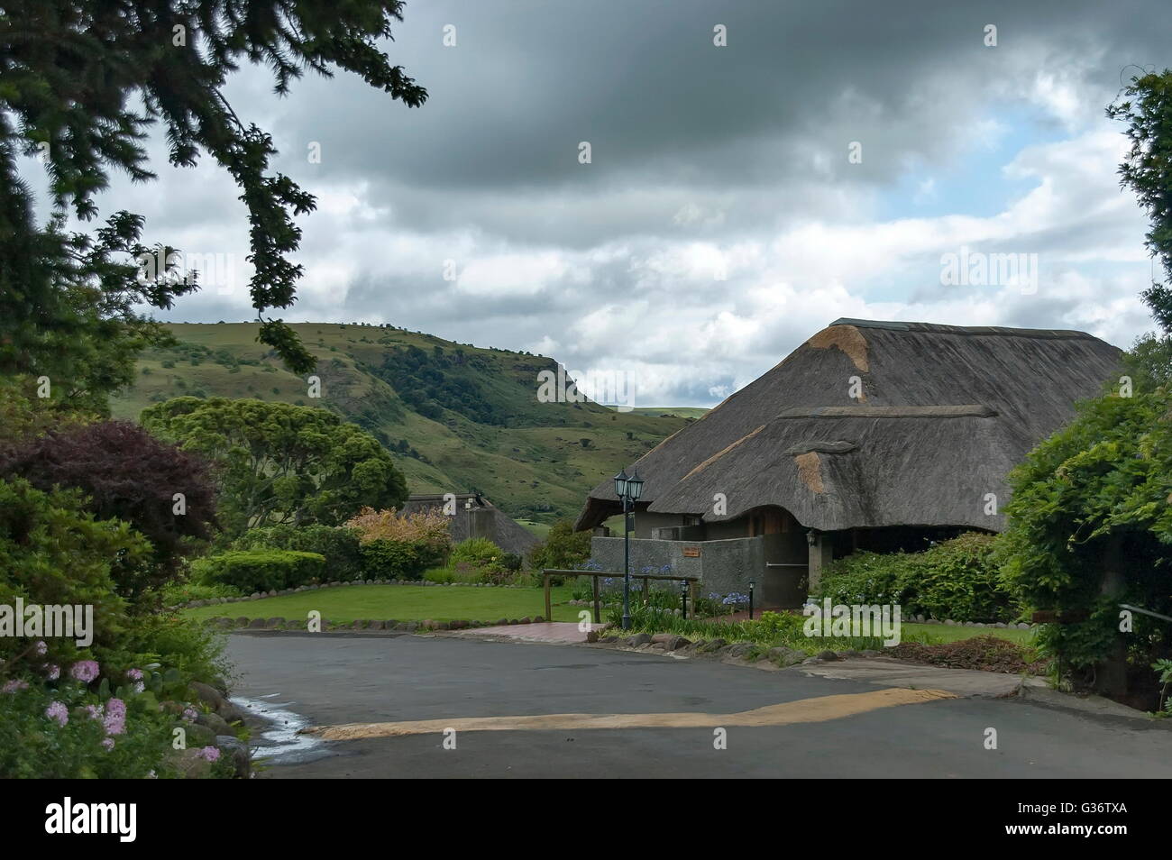 Self Catering Gast Haus/Ferienhaus in Cathedral Peak Bereich, Drakensberg, Südafrika Stockfoto