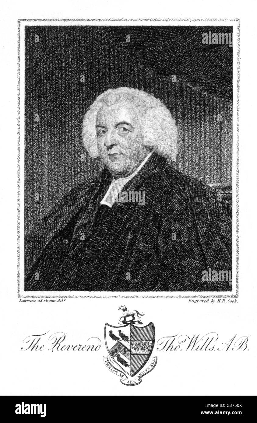 THOMAS will evangelischen Kirchenmann, Prediger und Autor Datum: 1740-1802 Stockfoto