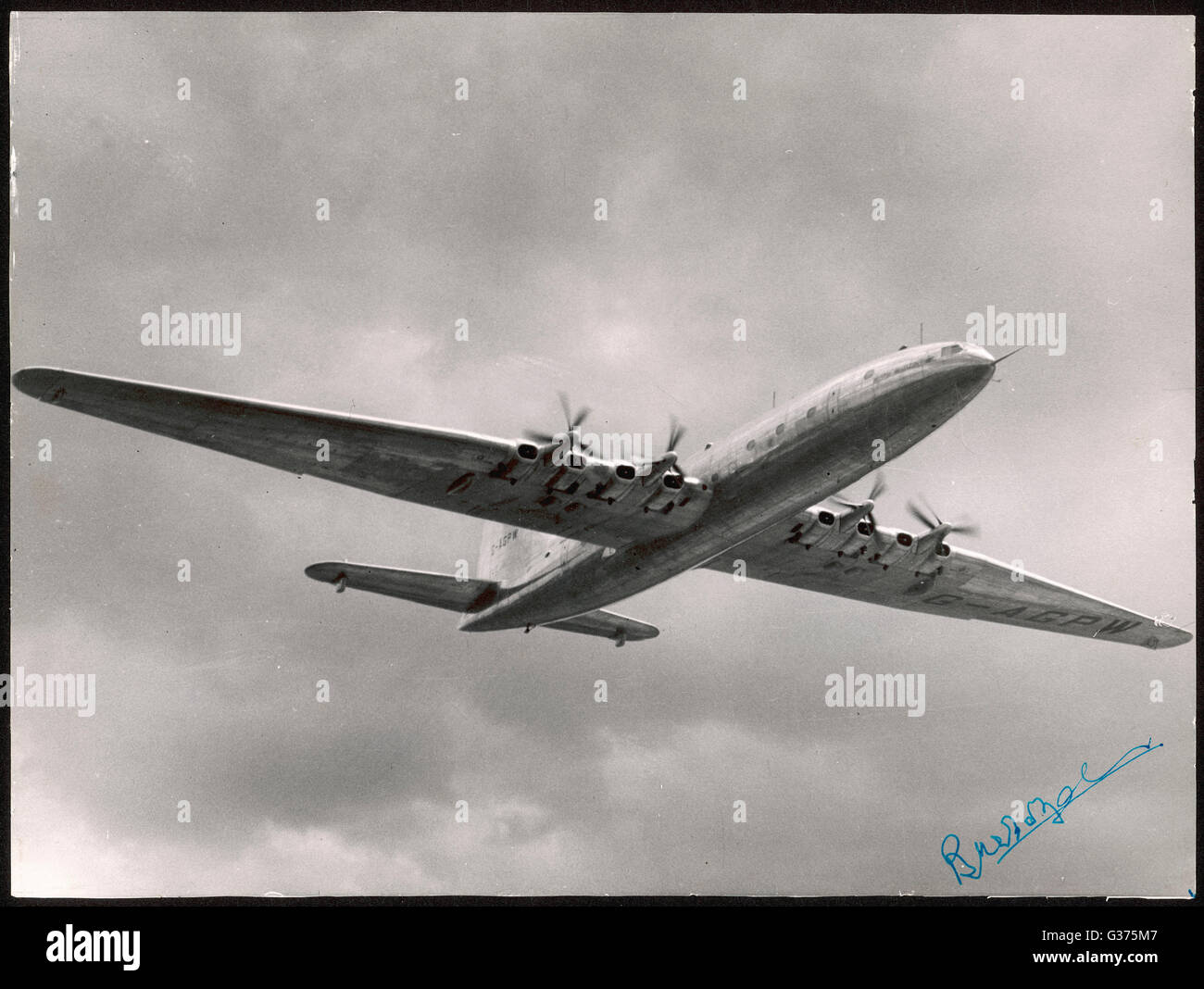 Entwickelt, um non-Stop-London-New York zu fliegen, ist das Bristol 167 die größte zivile Flugzeuge in der Luft - Spannweite 70m, Länge 54m.  Es scheitert nicht technisch aus wirtschaftlichen Gründen.     Datum: 1949 Stockfoto