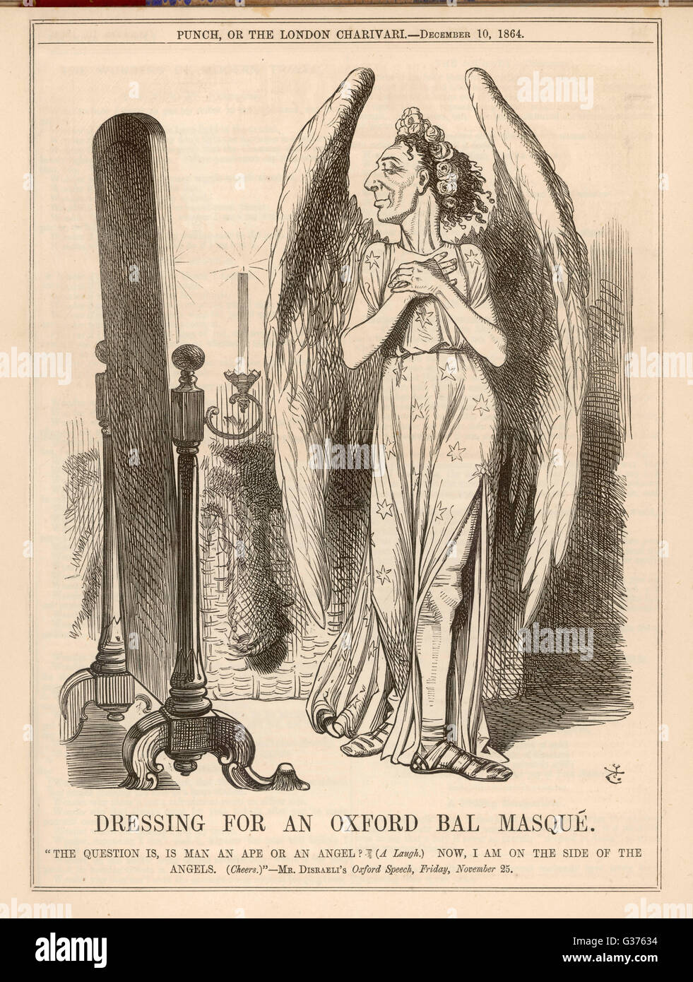 Cartoon, Kleidung für eine Oxford Bal Masque (Disraeli) Stockfoto
