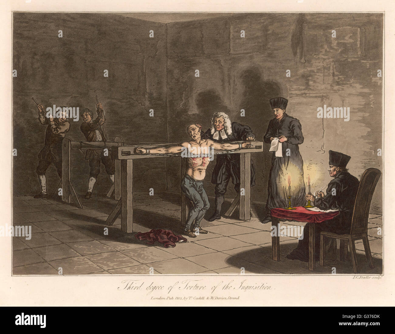 Die spanische Inquisition benutzt die Folter des 3.. Grades Stockfoto Die spanische Inquisition benutzt die Folter des 3.. Grades Stockfoto