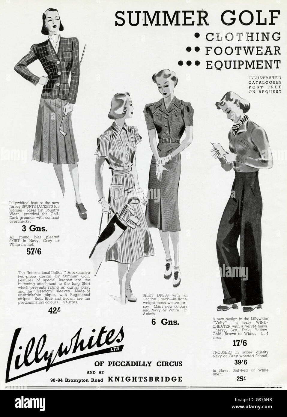 Anzeige für Lillywhites Sommer Golf 1938 Stockfoto