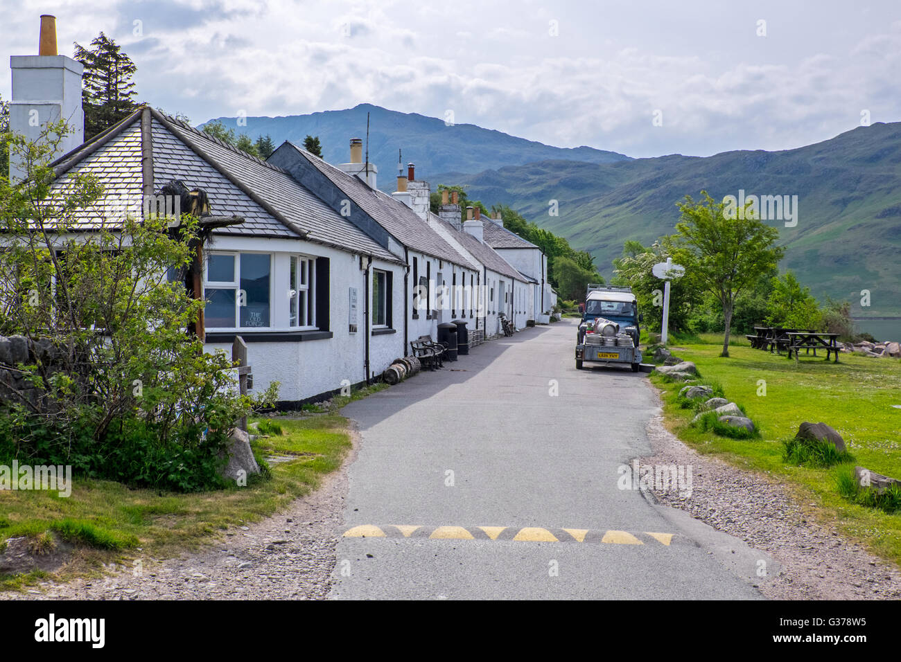 Das Dorf Inverie in Knoydart an Schottlands Westküste ist nur per Boot erreichbar. Stockfoto