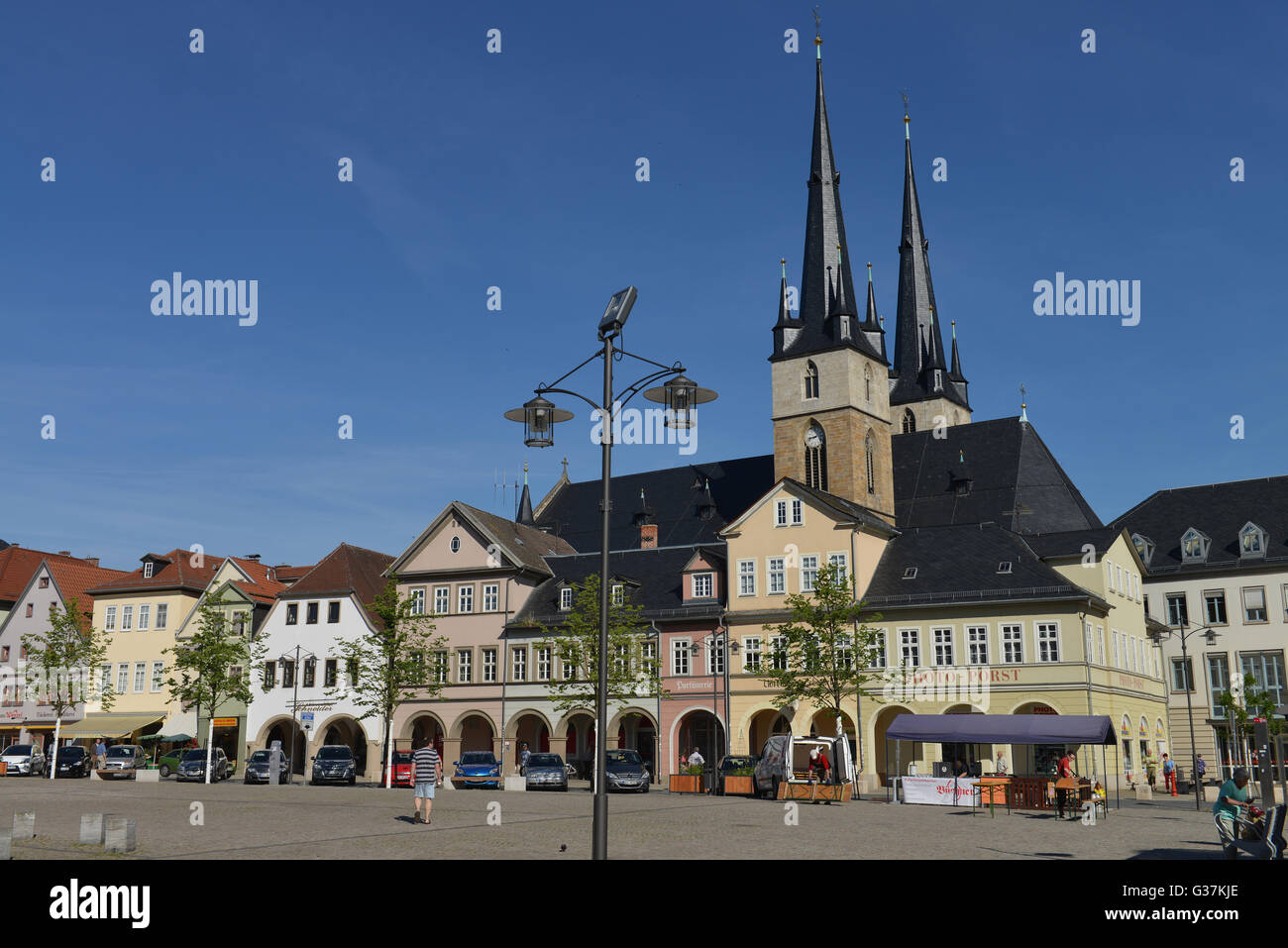 St. Johann Kirche, Marktplatz, Saalfeld, Thüringen, Deutschland / Johanneskirche Stockfoto