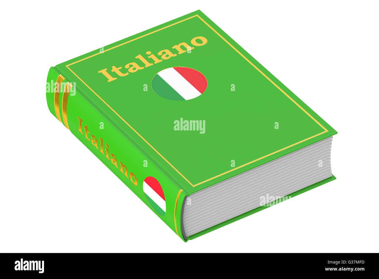 Italienische Sprache Lehrbuch, 3D-Rendering isolierten auf weißen Hintergrund Stockfoto