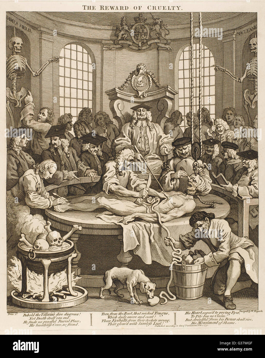 Hogarth, die Belohnung der Grausamkeit Stockfoto