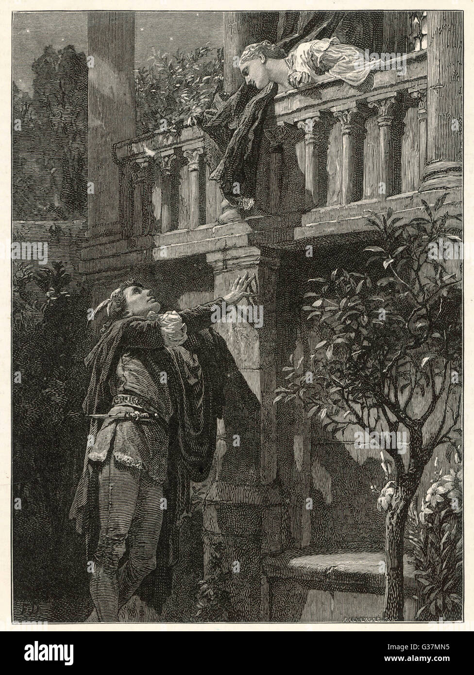 Die Balkonszene.     Datum: 19. Jahrhundert Stockfoto