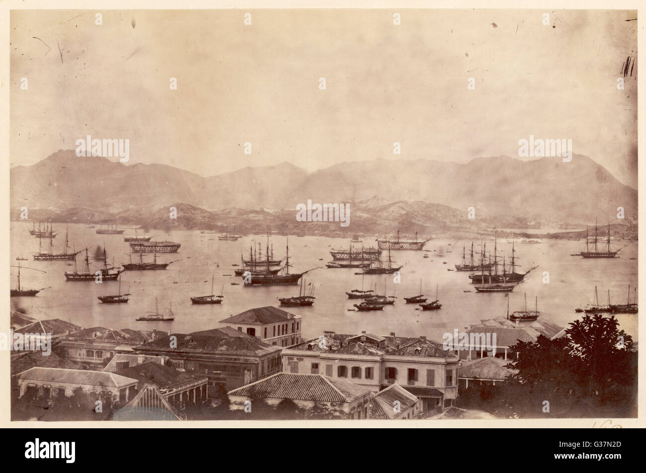 Der Hafen mit europäischen Versanddatum: um 1860 Stockfoto