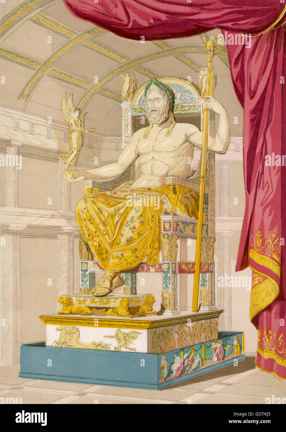 Statue des Zeus des griechischen Bildhauers Phidias, Elis Zeitpunkt: ca. 440 v. Chr. Stockfoto