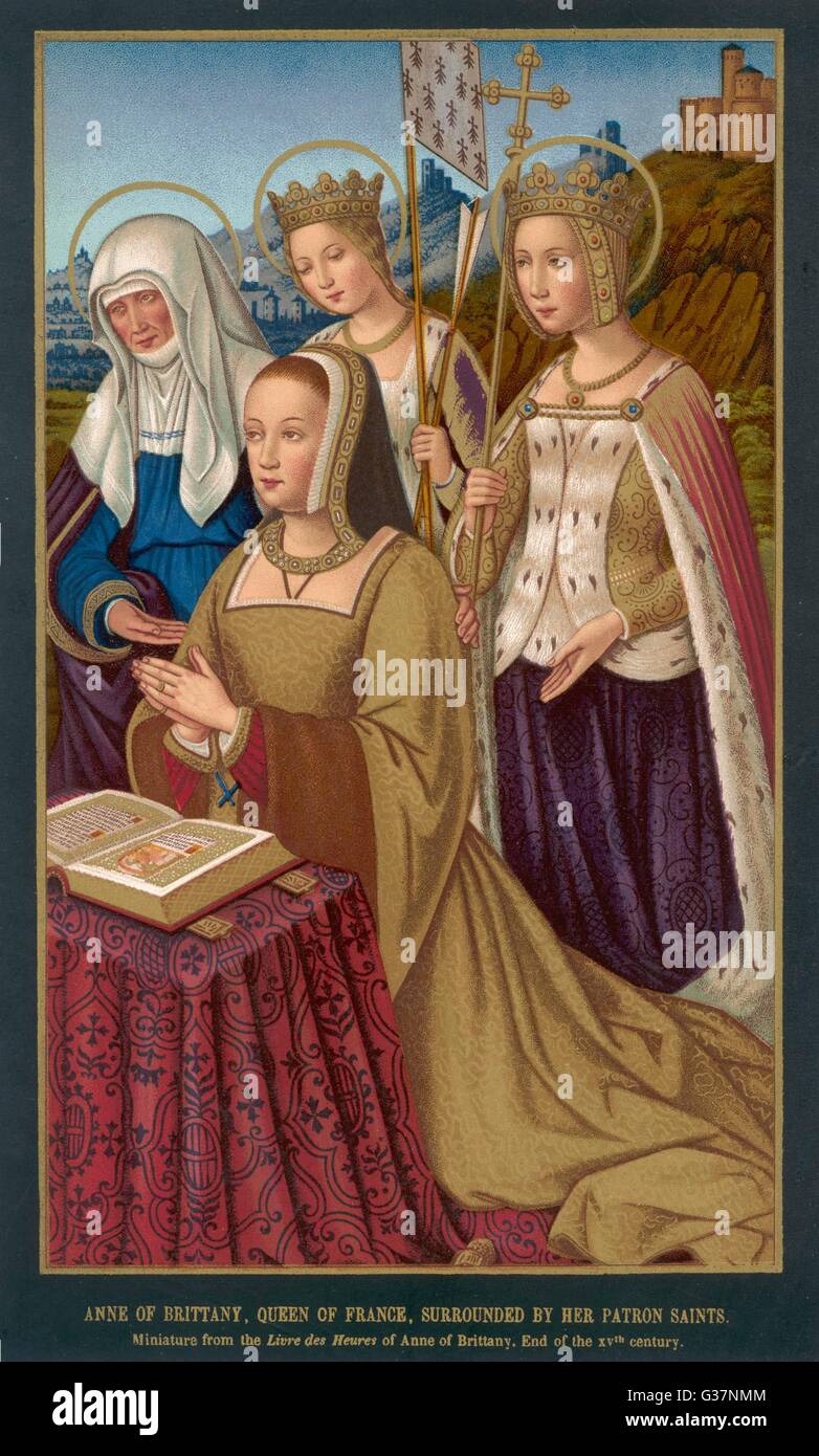 ANNE DE BRETAGNE Queen Frankreich Frau von Charles VIII. und Louis XII, hier mit Saint Ursule Datum: 1477-1514 Stockfoto