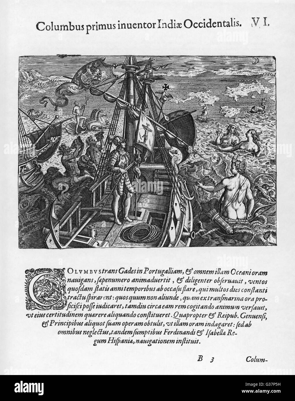Christopher Columbus auf dem Weg in die neue Welt - eine allegorische Darstellung.       Datum: 1492 Stockfoto