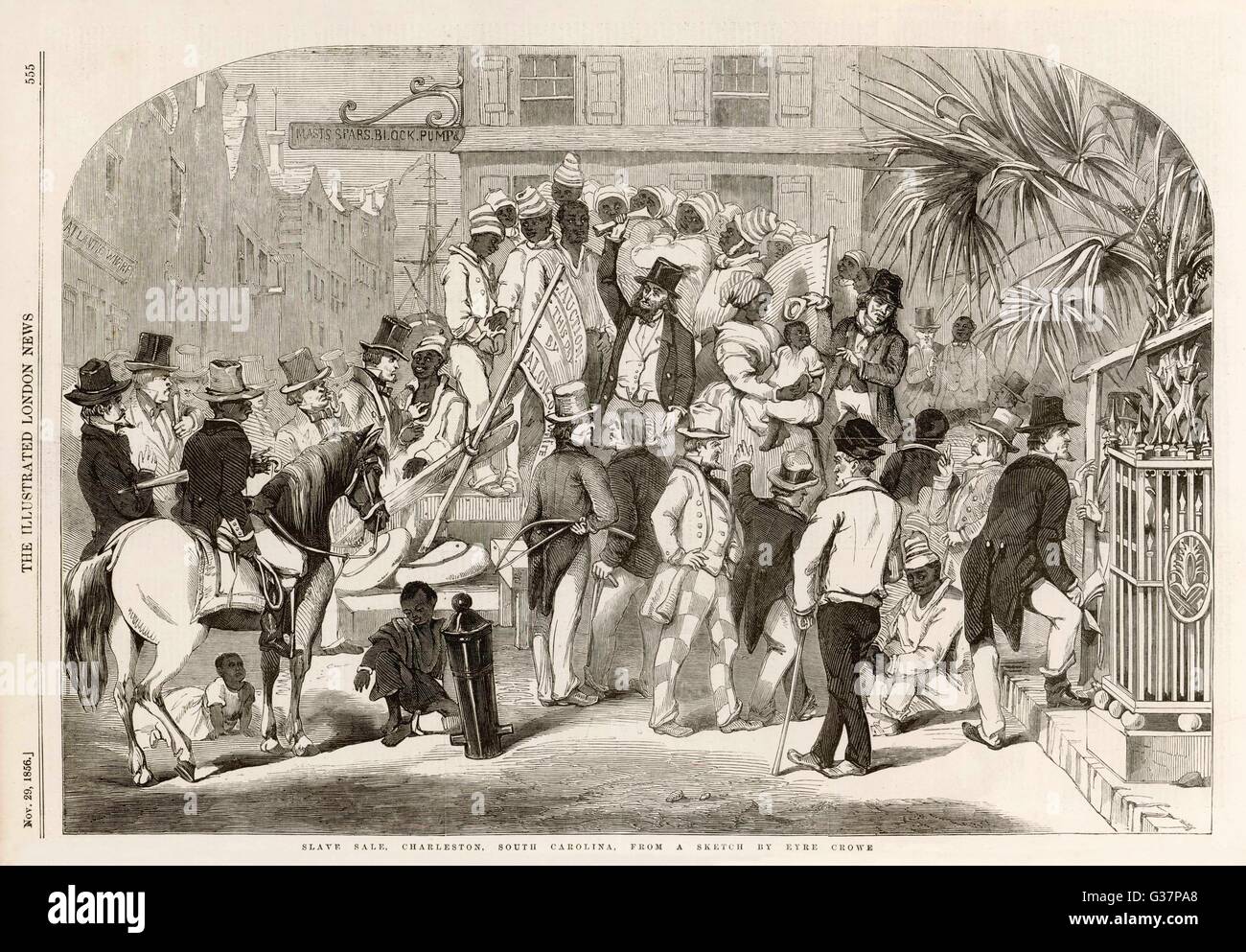 Slave-Verkauf in Charleston, Virginia Datum: 1856 Stockfoto