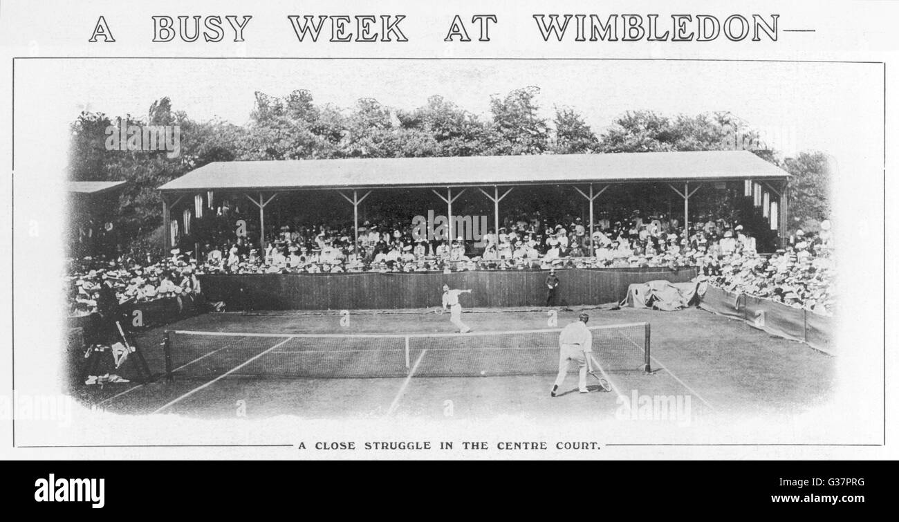 Herren Einzel match auf dem Centre Court bei Wimbledon Datum: 1909 Stockfoto