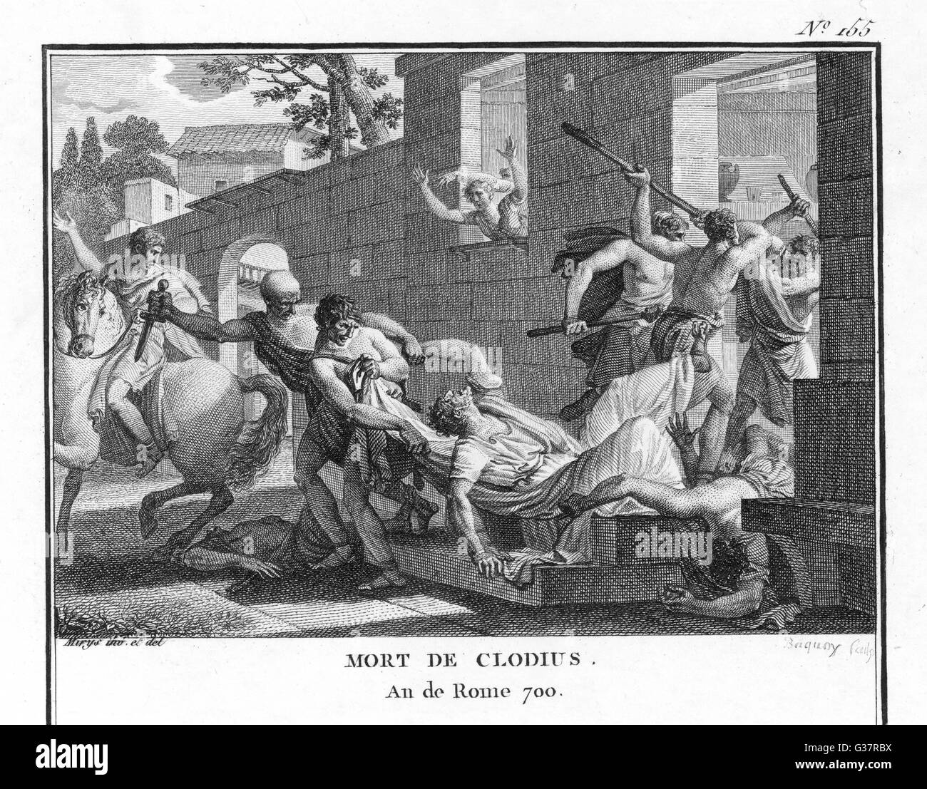 Während Machtkampf ermorden Milos Söldner Clodius; Trotz Verteidigung von Cicero, Milo ist verbannt von Pompeius und seine Fraktion Datum: 20. Januar 52 Stockfoto