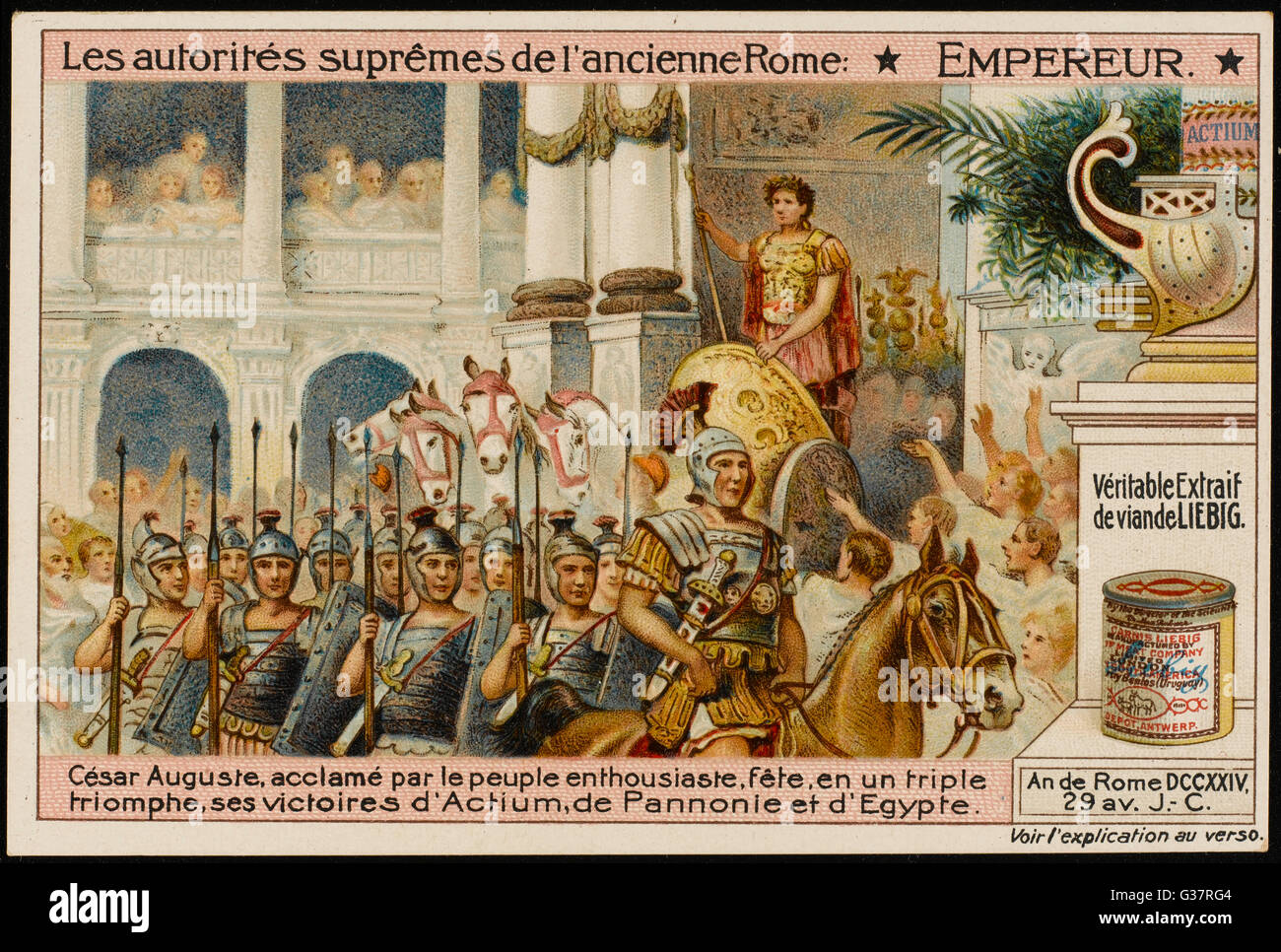 Der Triumph des Kaiser Augustus, nach seinen Siegen in Ägypten Datum: 29 v. Chr. Stockfoto