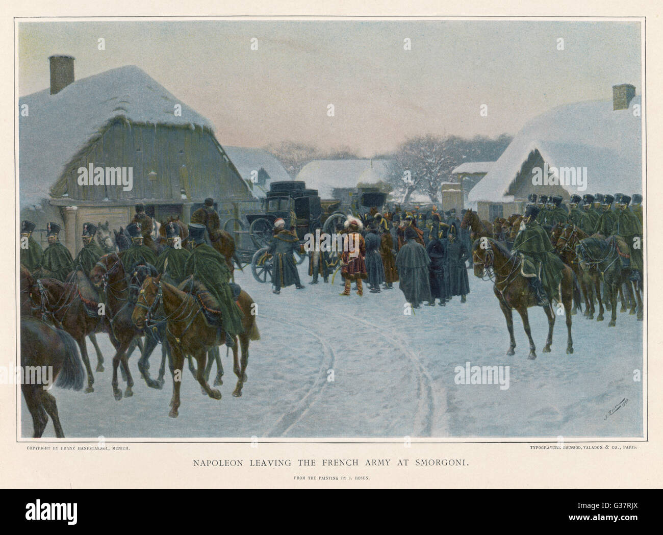 Napoleon Wüsten Grand Armee bei Smorgoni und kehrt nach Paris Datum: 3. Dezember 1812 Stockfoto