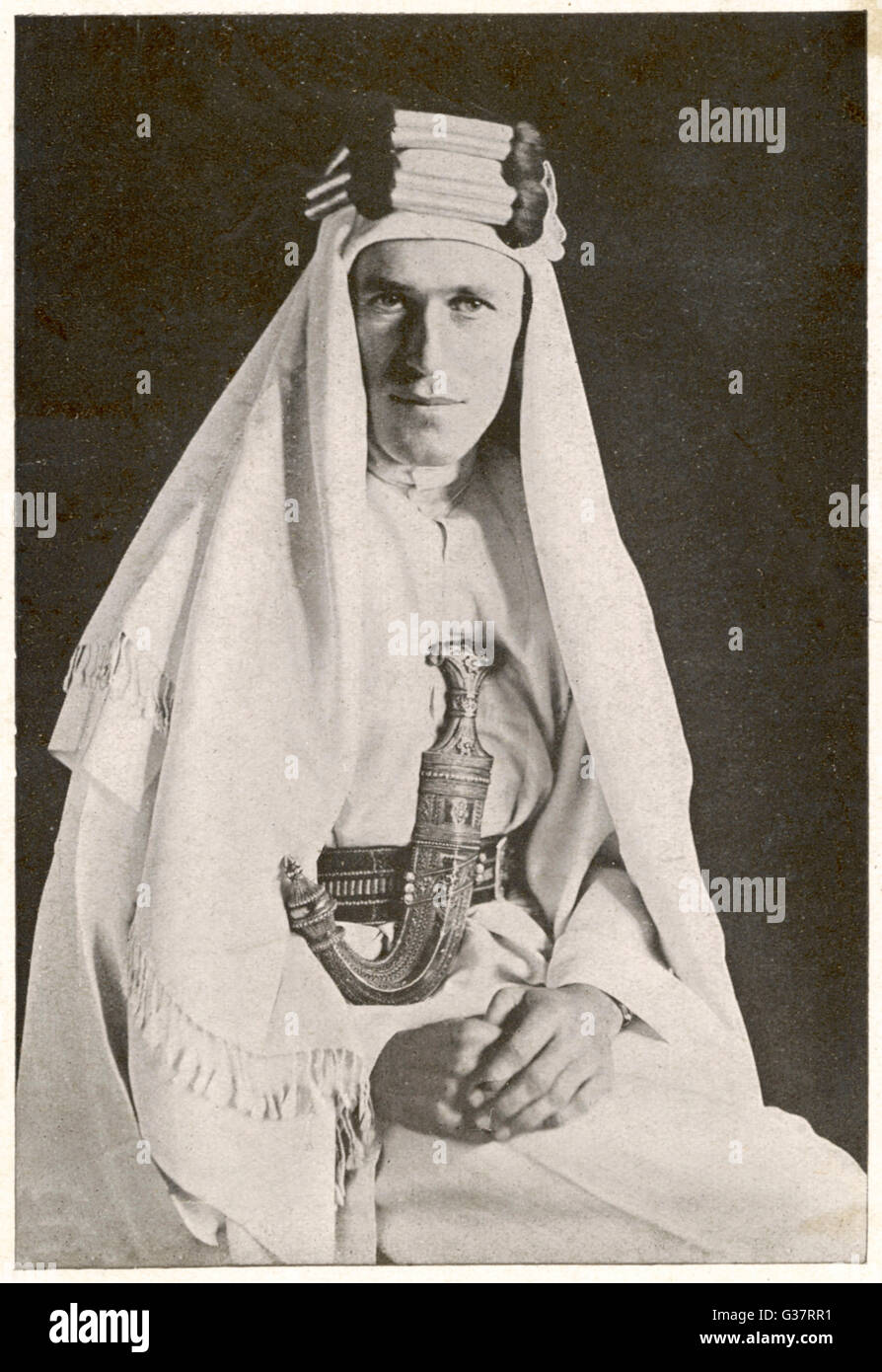 Britischer Archäologe, Soldat, Offizier und Schriftsteller, Lawrence (1888 – 1935), bekannt als Lawrence von Arabien.       Datum: ca. 1918 Stockfoto