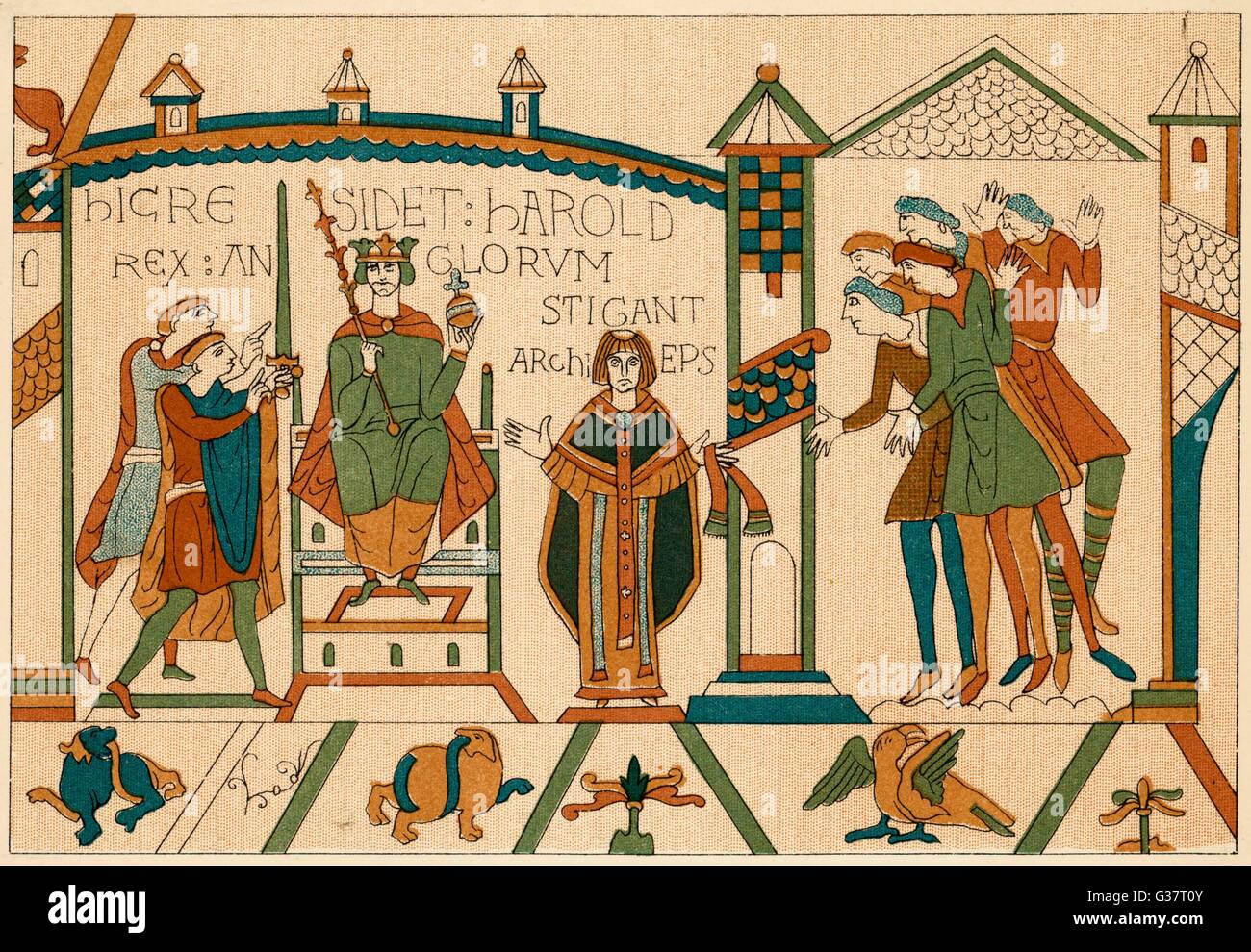 Bayeux Tapestry - normannischer Eroberer von 1066 Stockfoto