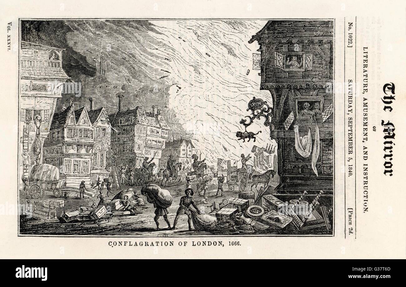 Großen Brand von London 1666 Stockfoto