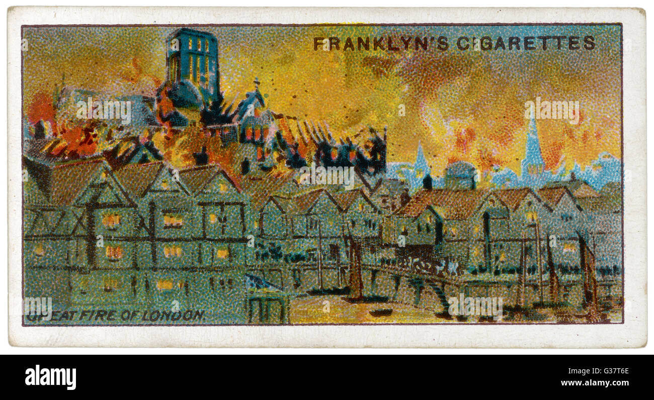 Alte St. Pauls Cathedral verschlungen von den Flammen Datum: 2. bis 6. September 1666 Stockfoto