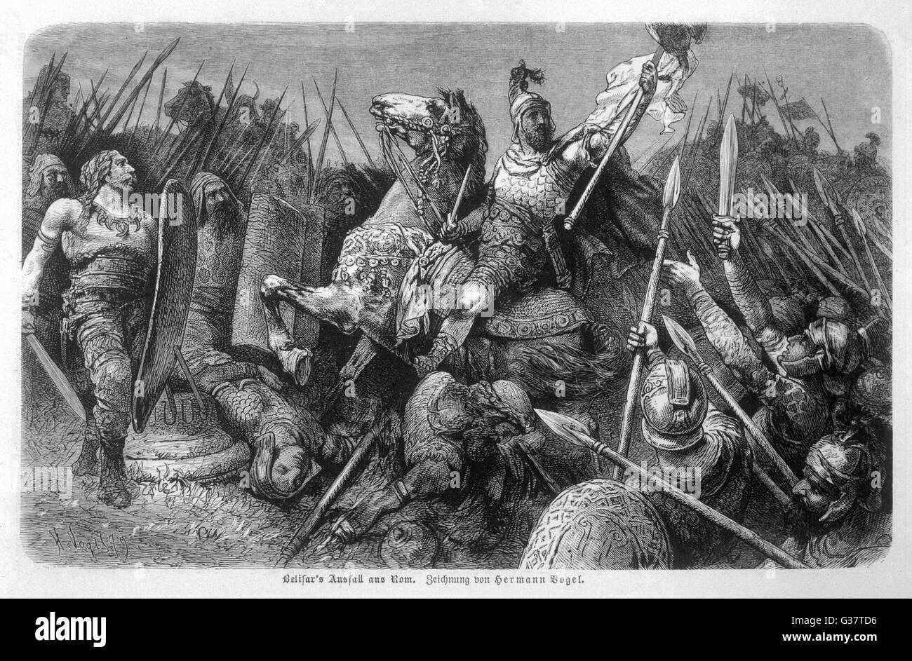 Byzantinischen general BELISAR, besiegte die Vandalen, Ostgoten gedämpft und erobert Sizilien, nimmt Rom Datum: 536 Stockfoto