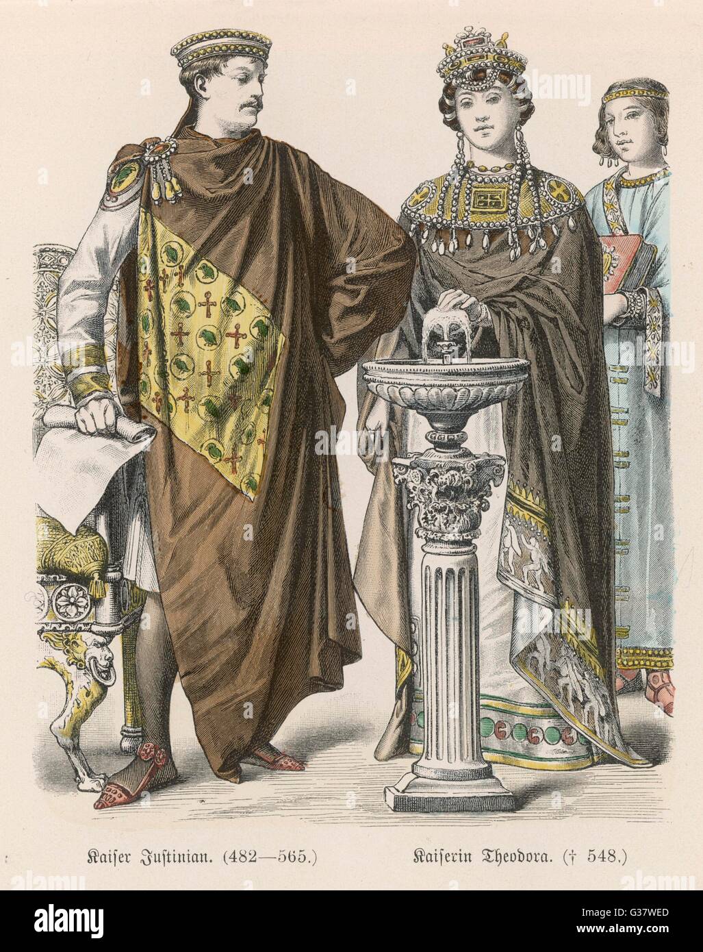 Ich mit seiner Frau THEODORA den brillantesten der byzantinischen Kaiser JUSTINIAN Datum: 483-565 Stockfoto