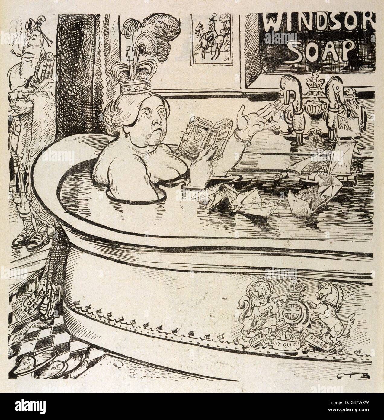 Königin VICTORIA Cartoon: In ihr Bad, mit John Brown anwesend.       Datum: 1819-1901 Stockfoto