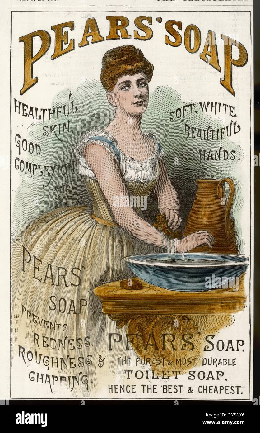 Eine Dame wäscht mit Pear es Seife Datum: 1886 Stockfoto