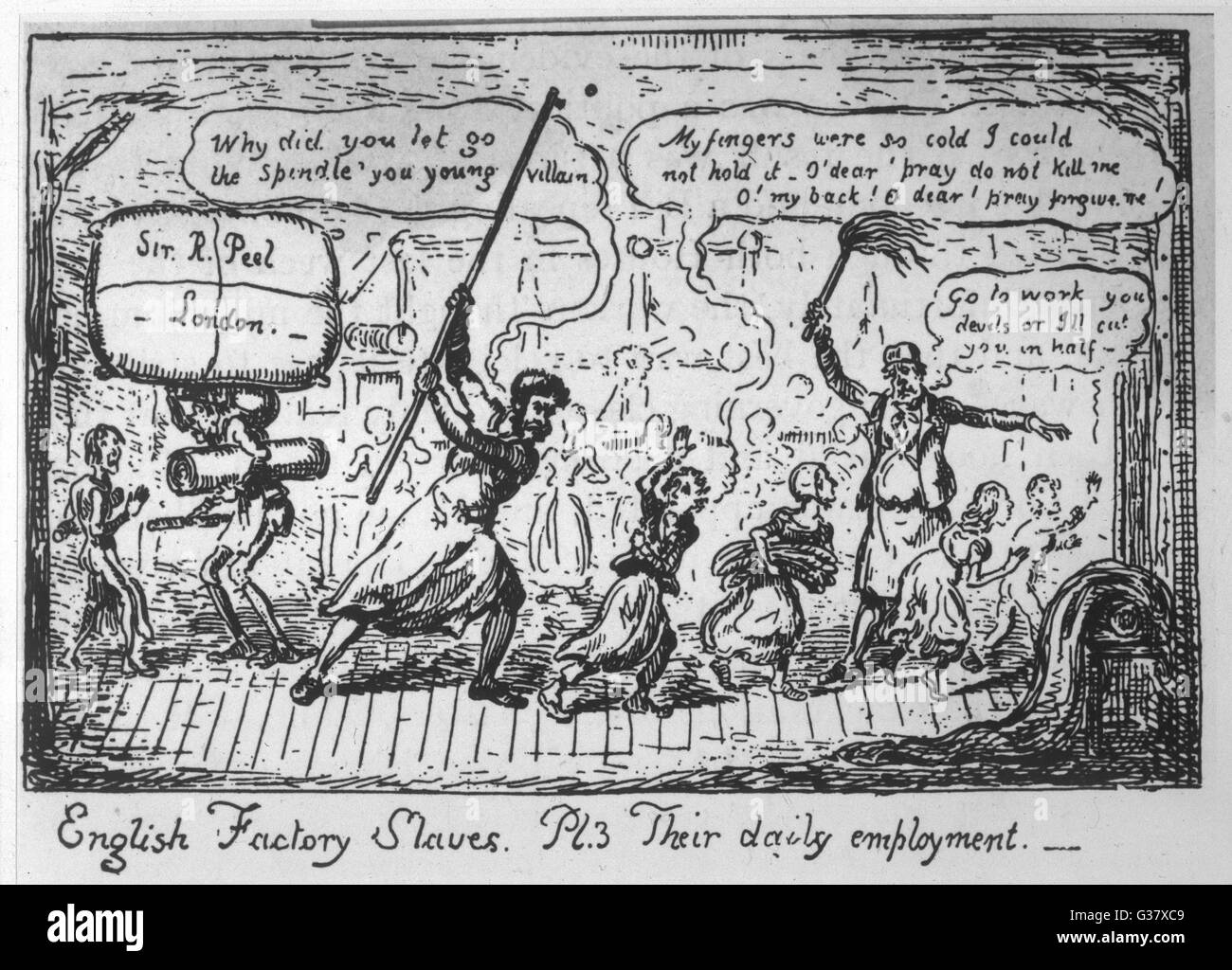 Dokumentation der Kinderarbeiter Schrecken musste ertragen.        Datum: 1835 Stockfoto
