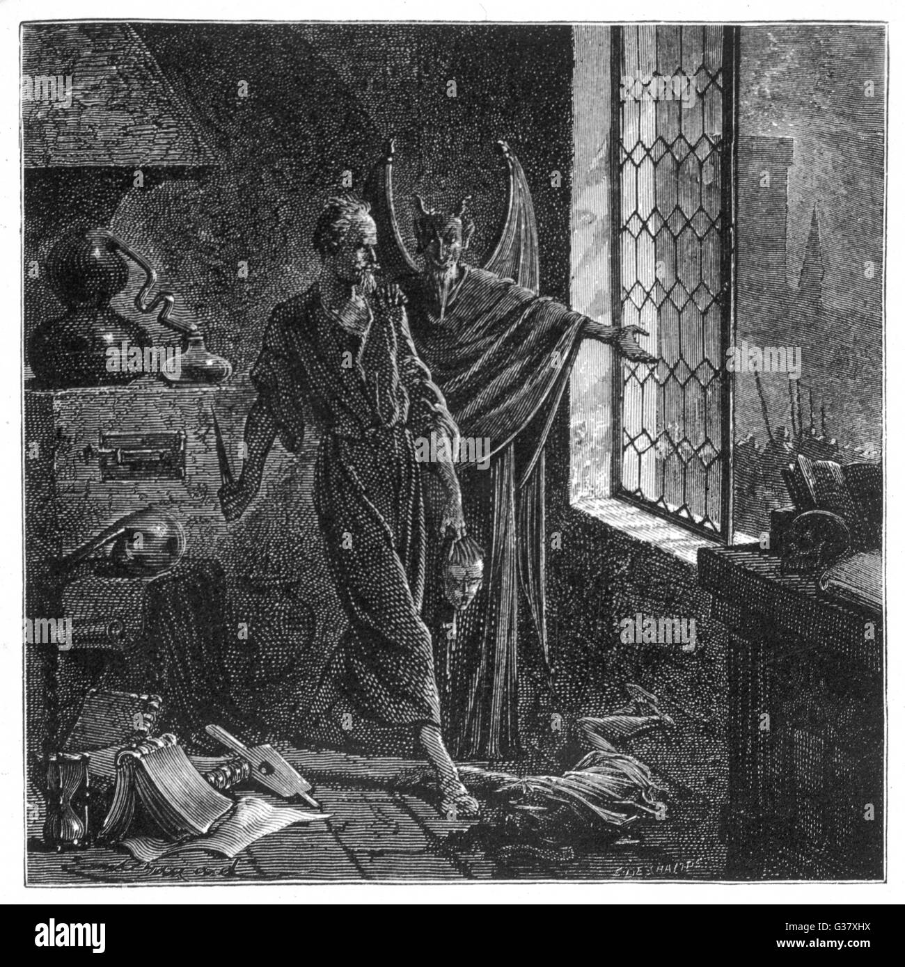 Gilles de Rais(1404-1440) wird vorgeworfen, erinnert an den Teufel durch Verzicht auf kleine Kinder, für diese und andere Bosheit er zum Tode verurteilt wird.     Datum: ca. 1440 Stockfoto