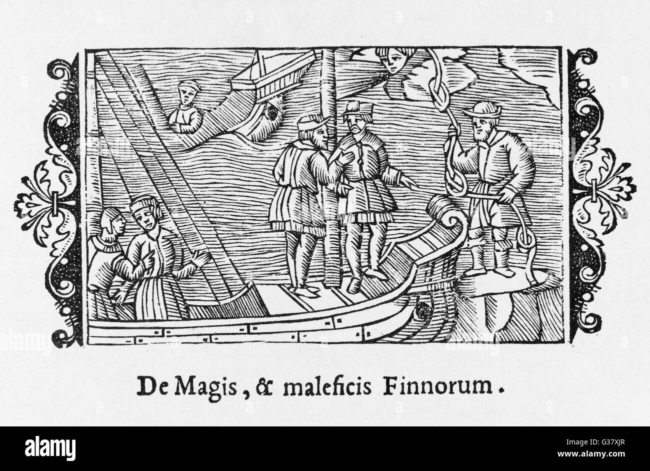 Finnische Hexen verkaufen günstigen Winde für Segler.     Datum: 1555 Stockfoto