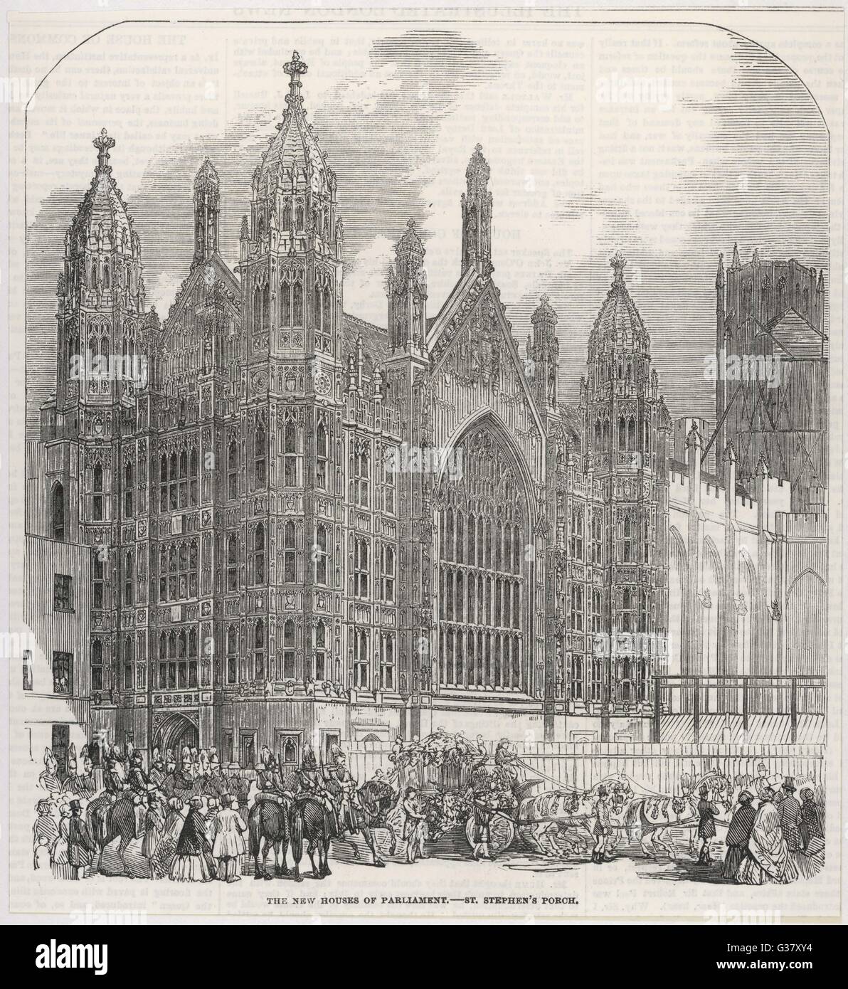 Die Houses of Parliament: St. Stephen's Veranda 1854 Stockfoto