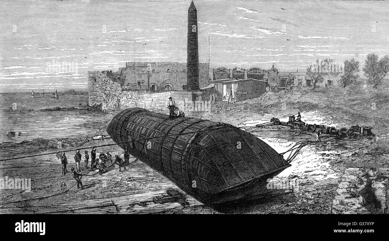 Transport des Obelisken: Einschiffung der Kleopatra-Nadel Stockfoto