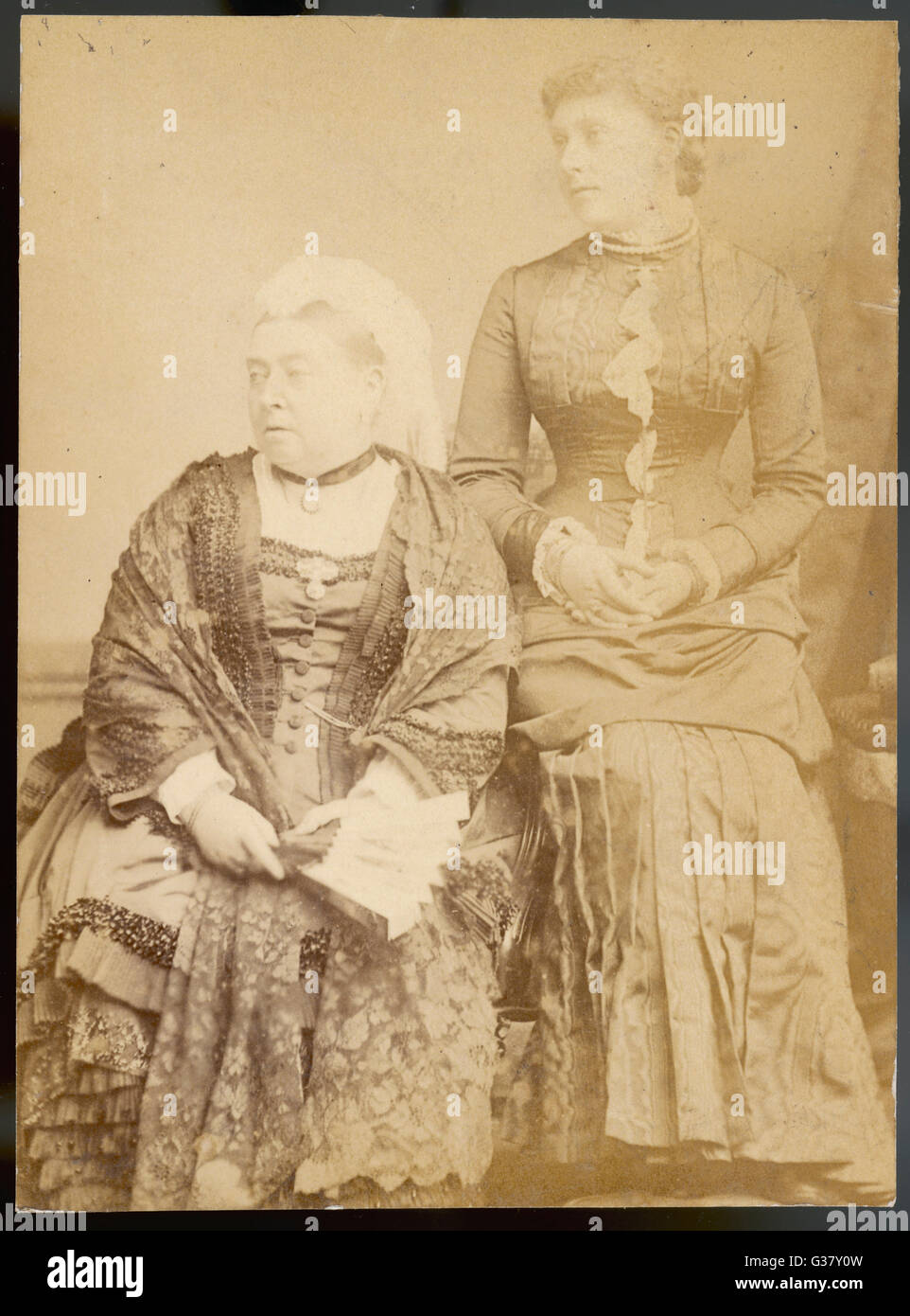 Königin Victoria mit wahrscheinlich Prinzessin Beatrice. Stockfoto