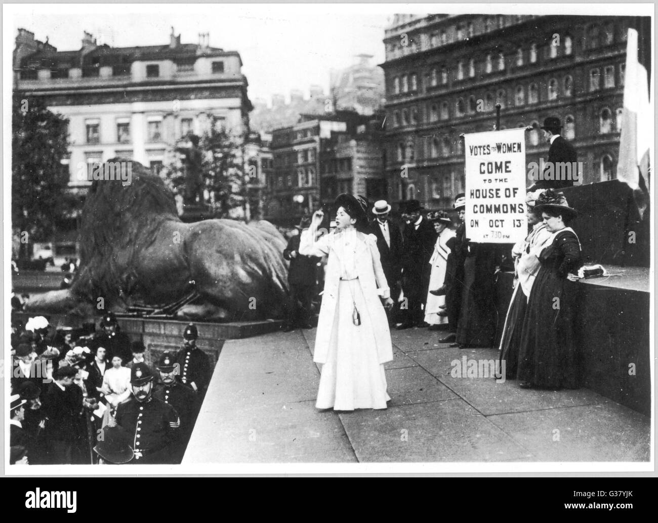 Christabel Pankhurst am Trafalgar Square.        Datum: 1908 Stockfoto