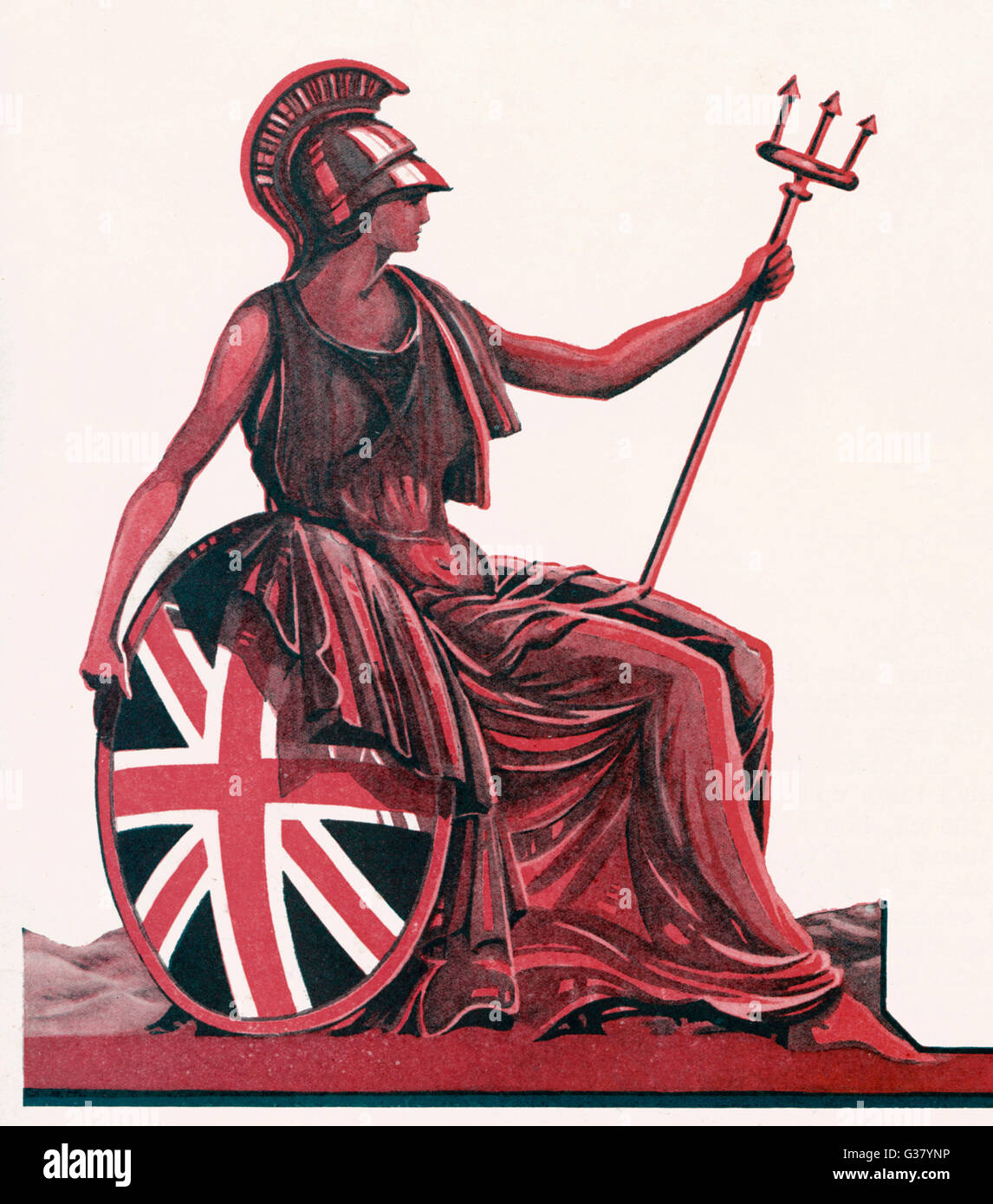 Britannia im Profil mit Schild und Dreizack Datum: 1928 Stockfoto